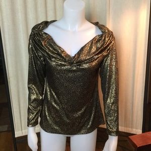 Off shoulder metallic Rockabilly Pinup top blouse